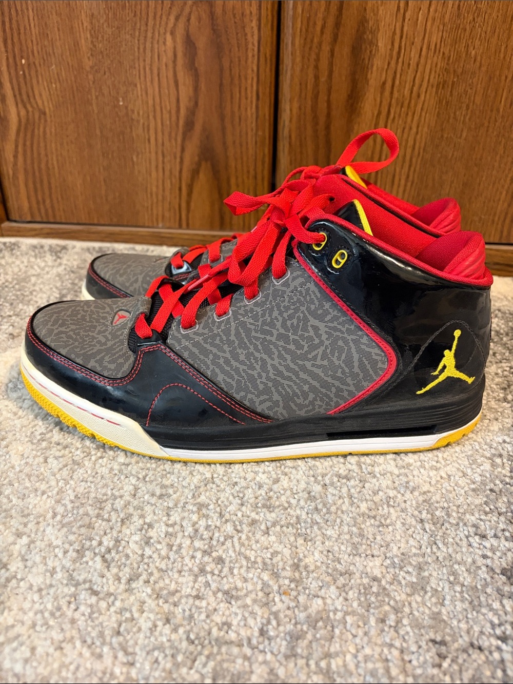Jordan’s black, red, and yellow